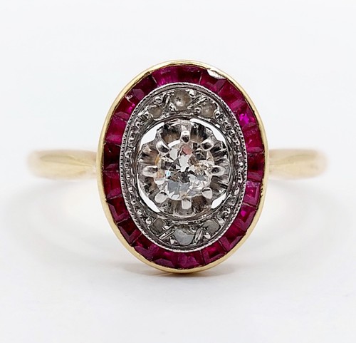 Bague cible art - deco, 18k