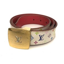 Louis Vuitton Monogram MultiColor Ceinture Carre Leather 85cm Belt White/2BJ1302
