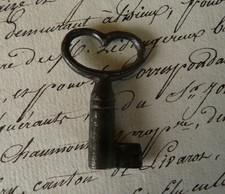 Antique small wrought iron key for box, jewelry box 19th century Napoleon III