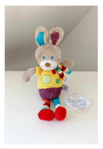 Peluche doudou lapin jaune - lapin,