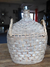 rare et ancienne bonbonne dame jeanne plate avec tressage environ 10 litres