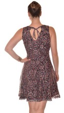 jolie robe d'été midi fleurie dos semi nu doublée taille M noire multicolore