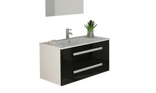 Meubles de salle de bain lavabo avec cabinet Locarno noir avec Soft Close neuf