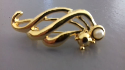 Broche dorée perle - , et