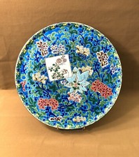 old large round enamel dish by LONGWY signed 36 cm ceramic earthenware tray