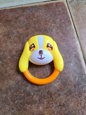 Baby Rattle Toy – Cute Yellow Cartoon Dog with Shaking Sound & Easy Grip Ring