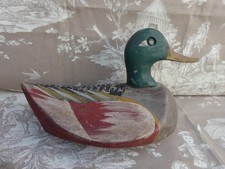 Antique Wood Carved Duck Green Neck Hunting Caller Very Good Floatation 25