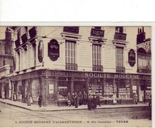 Old postcard 37 Touraine TOURS Société Moderne Alimentation Rue Nationale - shops