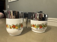 Cream Pitcher Sugar Bowl Set Gemco Corning Ware Corelle Spice of Life Le Sucrier
