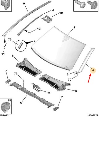 Moulure gauche pare brise - moulure, de