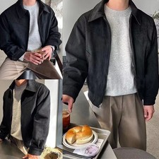 Manteau court homme Causal Wear style vintage en matière daim de qualité