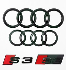 Audi S3 8V 2013-2019 GLOSS PREMIUM BLACK BADGE SET FRONT & REAR RINGS UK