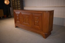 1950's Solid Oak 3 Door Sideboard Curved Feet
