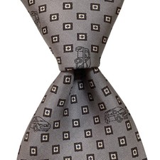 RENAULT SPORT Men's 100% Silk Necktie ITALY Designer RACECAR Gray/Black NEW Rare