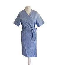 Cos Womens Ligh Blue Cotton Short Sleeve Pockets True Wrap Dress. UK 10/EU 38.