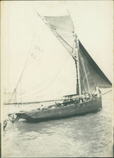 Calvados, Asnelles, Sailboat in the Port Vintage silver print. Basse Normandie 