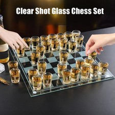 Jeu d'échecs en verre transparent, échiquier en verre, 32 pièces, verres à lique