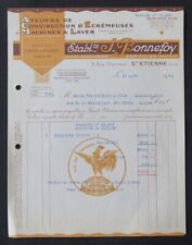 Invoice 1949 BONNEFOY skimmer St ETIENNE cock cock cock illustrated billhead 100