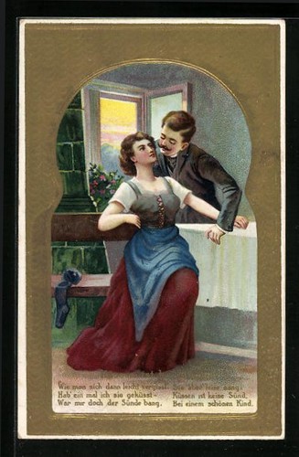 Lithographie couple amoureux - couple, d'amoureux
