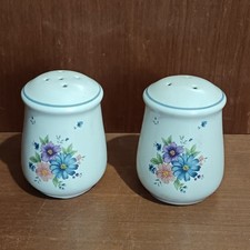 Salière Et Poivrière En Céramique Bouquet Provincial Thaïlande, Fleurs, Bleu