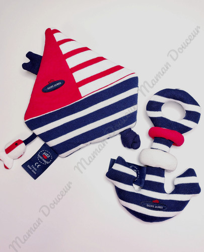 Doudou plat bateau poisson - doudou,
