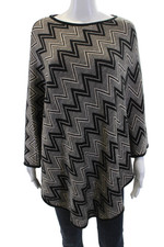 Missoni Womens Wool Chevron Stripe Detail Sleeveless Knit Poncho Black One Size