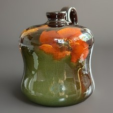 Weller Louwelsa Flower Pattern Handled Jug Hand Painted - Marked