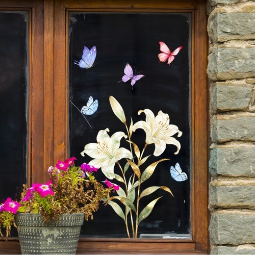 Stickers fenêtre floral - fenêtre, pvc