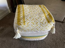 Boho Hand Woven Decorative Unstuffed Pouf Square Ottoman Pouf Cover Only