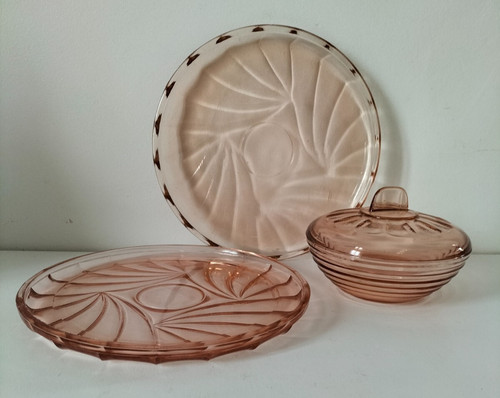 Trio verre pressé rose