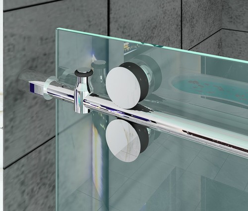 Frameless sliding glass shower