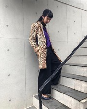 HACHE lambs fur leopard switching coat SZ 42 us SZ 6