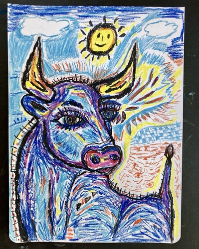 Tableau peinture taureau - peinture,