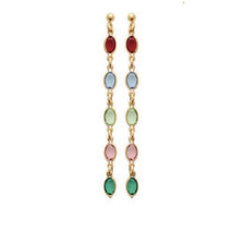 Boucles d'oreilles Cristaux Multicolores Swarovski Éléments Plaqué Or  750/000