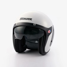 Casque Moto Jet Blauer PILOT 06 GO En Fibre Blanc Noir Brillant ECE2206