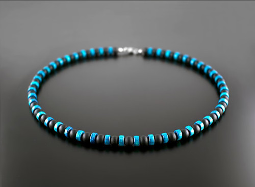 Collier perles agate noir - perles,