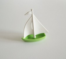 Playmobil (1510) children - sailboat green hull white sails swimming pool 4864