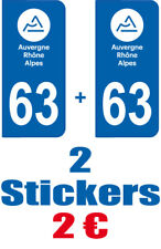 2-STICKERS-PLAQUE-AUTO-IMMATRICULATION-DEPARTEMENT-LOGO 63
