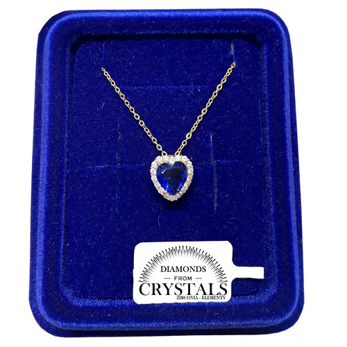 Collier cœur bleu chaîne - cœur, en