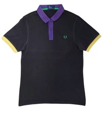 Fred Perry Polo Shirt Mens Small Black Contrast Trim Cotton Short Sleeve M6281