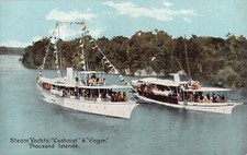 Steam Yachts "Castanet" & "Viager", Thousand Islands, New York-Vintage Postcard