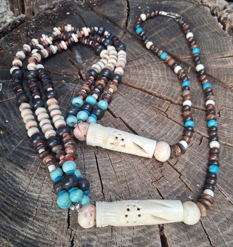 Grand collier ethnique bois - grand, en