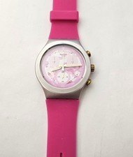SWATCH IRONY CHRONO 2016 - YCP1001 - Rose JUNGLE (Aluminium) - NEUF -