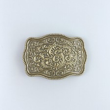 Antique Bronze Western Flower Pattern Rectangle Belt Buckle Boucle de Ceinture