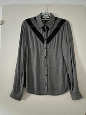 Chemise femme grise dentelle noire T36