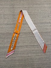 Twilly en Soie Orange & Blanc