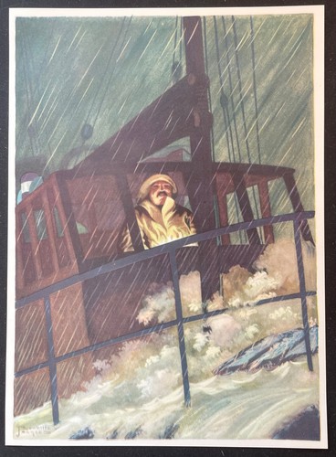 Homme passerelle bateau pluie
