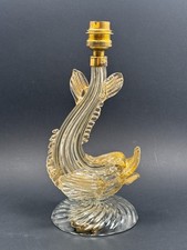 Ancien Pied de Lampe Dauphin en Verre Soufflé de Murano Design 1950