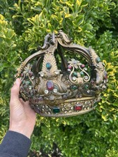 Spectacular Crown Statue of Saints & Saints Church Brass & Rhinestone XIX