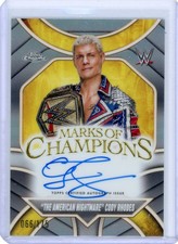 CODY RHODES 2025 TOPPS CHROME WWE "MARKS of CHAMPION" REFRACTOR AUTO CARD 66/175